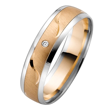 BARTOLI Duet vielsesring i 8 kt. Rosa & Hvidguld med Diamant - 4 mm