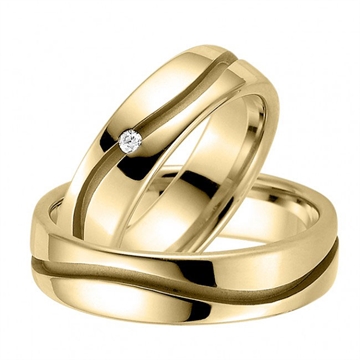 Vielsesringe i Guld med Diamant 0,03 ct. - 6 mm