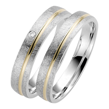 Vielsesringe i Palladium & 8 kt. Guld - 4 mm