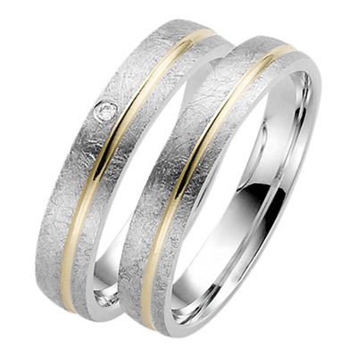 Vielsesringe i Palladium & 8 kt. Guld - 4 mm