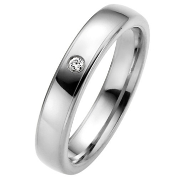 Vielsesring i Palladium med Diamant 0,03 ct - 4 mm