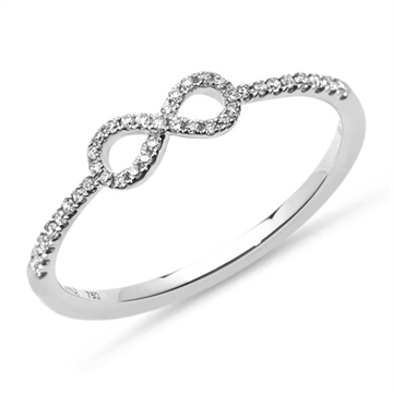 Infinity ring i 18 kt. Hvidguld med Diamanter - 0,14 ct.