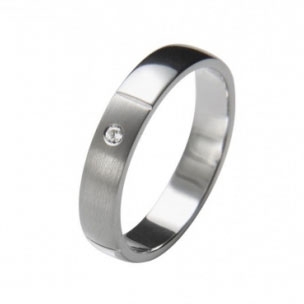 Vielsesring i Palladium med Diamant - 4 mm