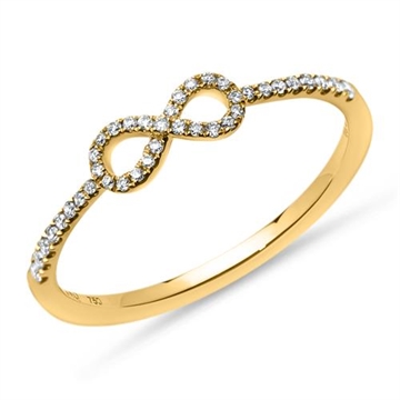 Infinity ring i 18 kt. Guld med Diamanter - 0,14 ct.