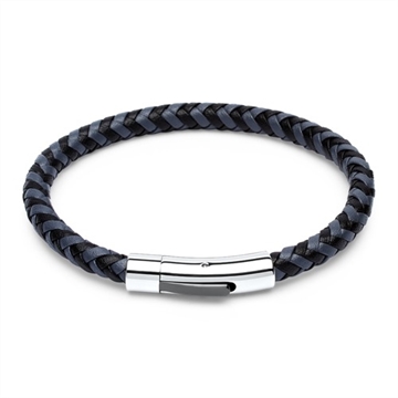 Gråt og Sort Læderarmbånd 19 eller 21 cm