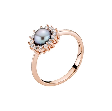 Ring i  rosaforgyldt Sølv med roset