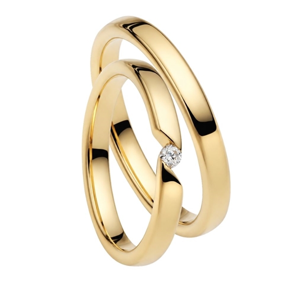 Vielsesringe i Guld med Diamant 0,05 ct. - 3 mm