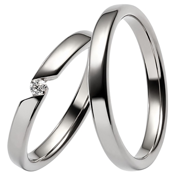 Vielsesringe i Hvidguld med Diamant 0,05 ct - 3 mm