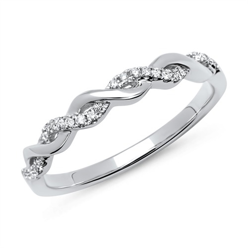 Snoet Hvidgulds Ring med Diamanter - 0,11 ct.