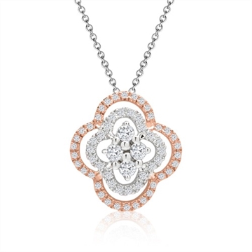 Collier i 14 kt. Rosa & Hvidguld med Diamanter - 0,15 ct.