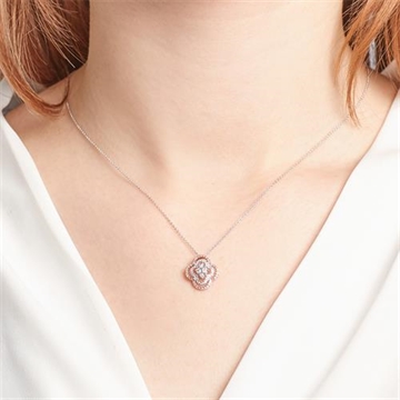 Collier i 14 kt. Rosa & Hvidguld med Diamanter - 0,15 ct.