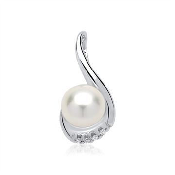 Vedhæng i hvidguld med perle