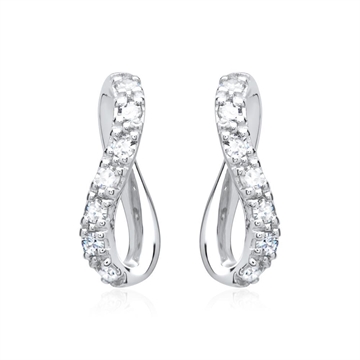 Infinity ørestikker i 14 kt. Hvidguld med Diamanter - 0,1 ct