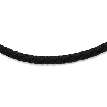 Sort Læderhalskæde - 3,5 mm