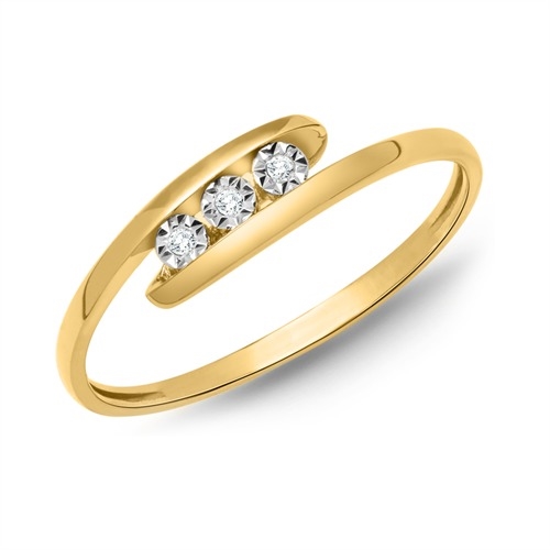 Ring i 14 kt. Guld med Diamanter - 0,018 ct.