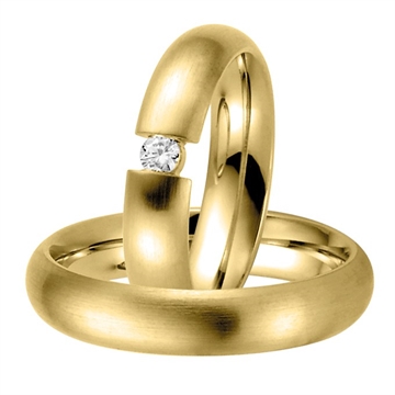 Vielsesringe i 8 kt. Guld med Diamant 0,10 ct 