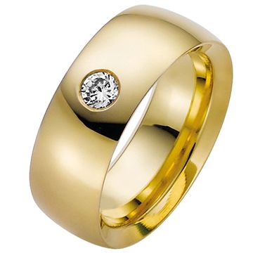 Vielsesring i 8 kt. Guld med Diamant 0,15 ct.- 8 mm