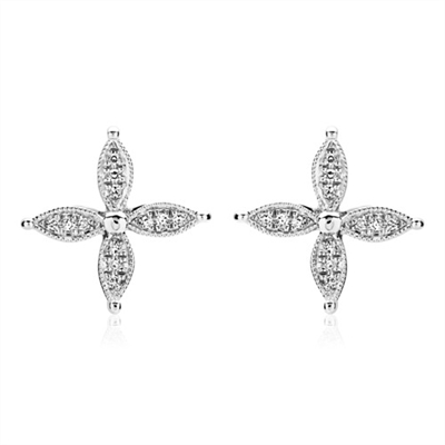 Ørestikker i 14 kt. Hvidguld med Diamanter - 0,06 ct.