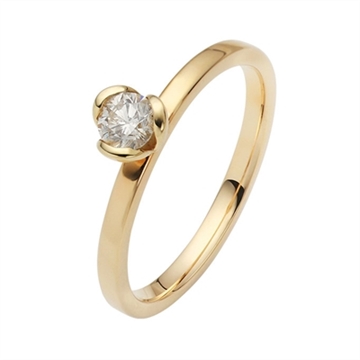 Solitairering i 8 kt. Guld med Diamant - 0.15 ct.