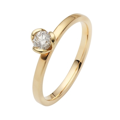 Solitairering i 8 kt. Guld med Diamant - 0.15 ct.