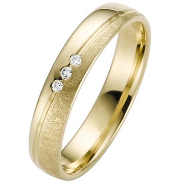 Vielsesring i 14 kt. Guld med Diamant 0,03 ct.- 4 mm