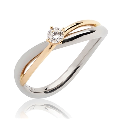 Diamantring 14 kt. Guld & Hvidguld med Diamant - 0,10 ct. 