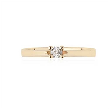 Solitairering i 14 kt. Guld med Diamant - 0,10 ct.