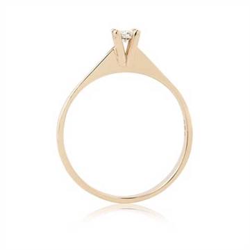 Solitairering i 14 kt. Guld med Diamant - 0,10 ct.