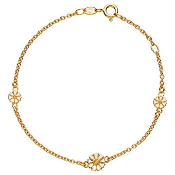 Lund Marguerit armbånd i forgyldt Sølv med 3 Margueritter - 17 og 19 cm