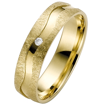 Vielsesring i 14 kt. Guld med Diamant 0,02 ct. - 5 mm