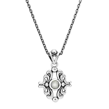 Collier i oxyderet Sølv med Månesten - 45 og 48 cm