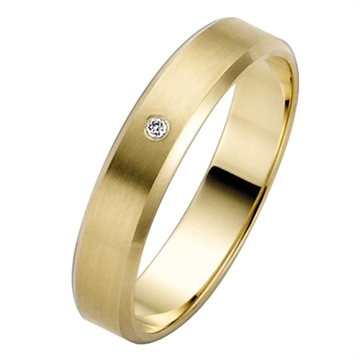 Vielsesring i Guld med Diamant 0,01 ct - 4 mm