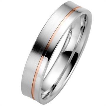 Vielsesring i Rosa og Hvidguld - 5 mm