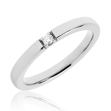 BARTOLI Alliancering i 14 kt. Hvidguld - 0,05 ct.
