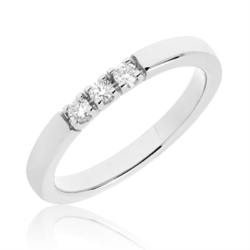 Alliancering i 14 kt. Hvidguld med Diamanter - 0,15 ct.