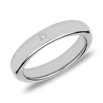 Vielsesring i Tungsten med Zirkonia - 4 mm