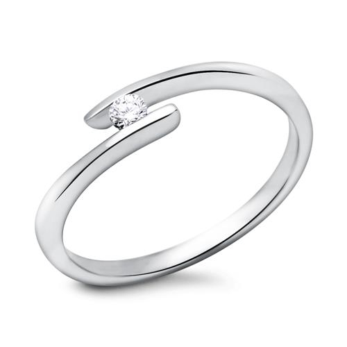 Forlovelsesring i 14 kt. Hvidguld med Diamant - 0,05 ct.