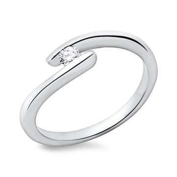 Forlovelsesring i 14 kt. Hvidguld med Diamant - 0,10 ct.