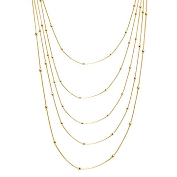 Collier i forgyldt Sølv med aflange Kugler - 40 cm
