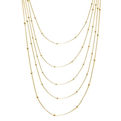 Collier i forgyldt Sølv med aflange Kugler - 40 cm