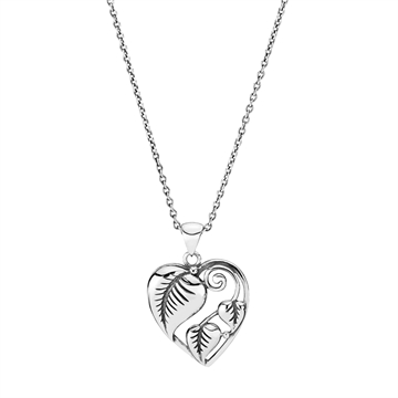 Collier i oxyderet Sølv med Blade