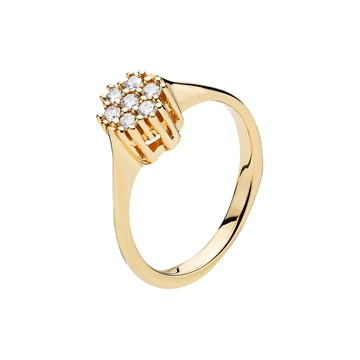 Ring i 14 kt. Guld med Diamanter - 0,21 ct.