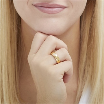 Vielsesring i forgyldt Stål med Zirkonia - 6 mm