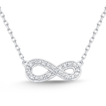 Infinity collier i 14 kt. Hvidguld med diamanter