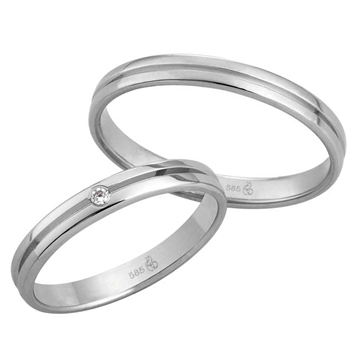 Vielsesringe i Hvidguld med Diamant 0,02 ct. - 3 mm