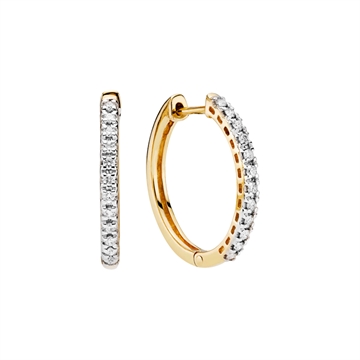 Creoler i 14 kt. Guld med Diamanter 0,23 ct.- 19 mm