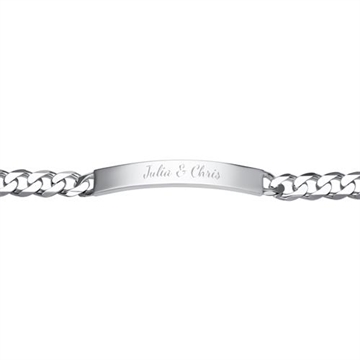 Panserarmbånd i Sølv 6,5 mm med diamantgravering