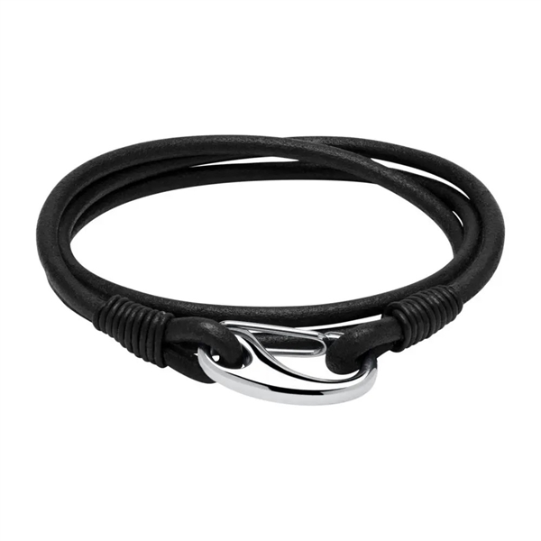 Sort Læderarmbånd med Karabinlås