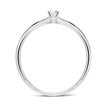 Solitairering 14 kt. Hvidguld med Diamant - 0,10 ct.