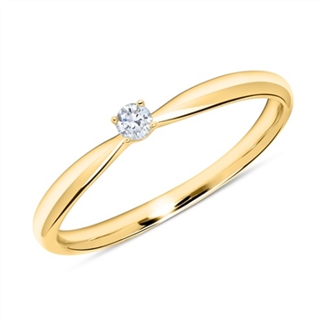 Solitairering 14 kt. Guld med Diamant - 0,05 ct.